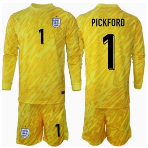 England Jordan Pickford #1 Målvakt Borta Kläder Barn EM 2024 Långärmad (+ Korta byxor)